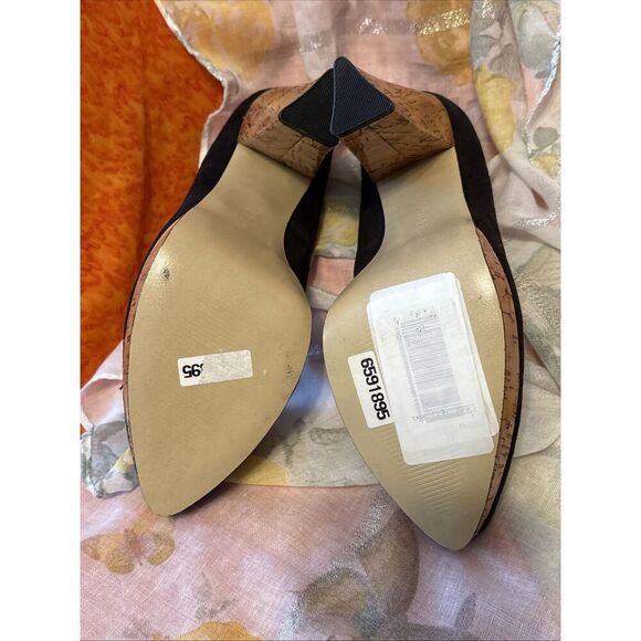 NWT Calvin Klein Black Suede Round Toe Cork Platform 5 in Heels Size 8.5 - Picture 10 of 12